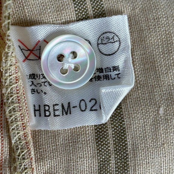 Hiroko Koshino Womens Shirt Dress Size 9 Tall Beige Striped Long Sleeve Midi - Picture 4 of 9